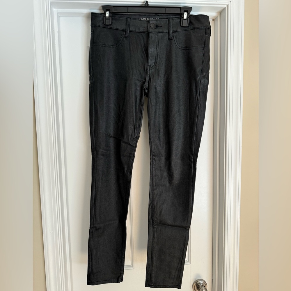 American Eagle faux leather jeggings.